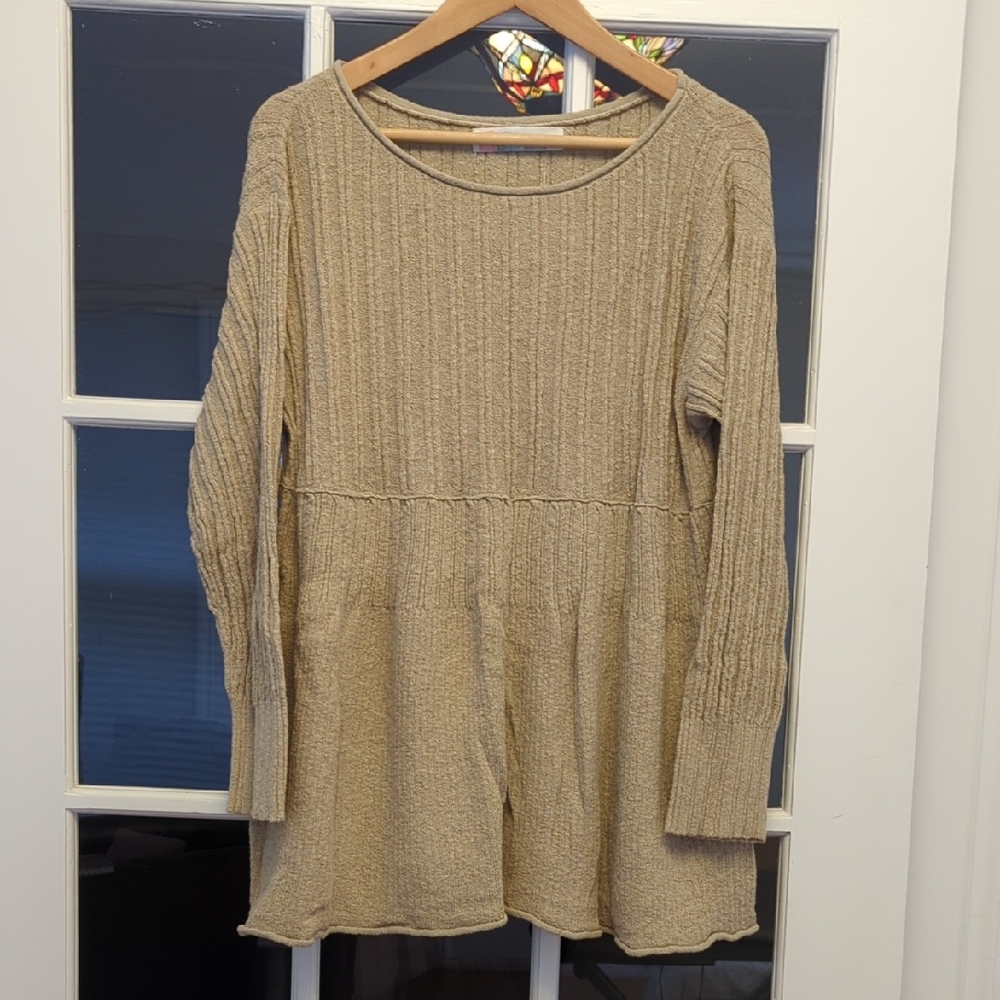 NWT FP Beach Free People Women's Beige Long Sleeve Top Size Small